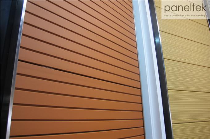 Red Grooved Ceramic Wall Cladding Light Weight panels With Fade Resistance